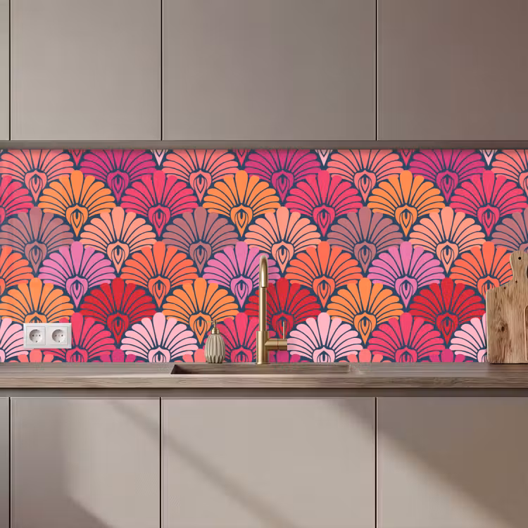 Kitchen splashback - Patterns - Art Deco - Pink - Flowers — 1