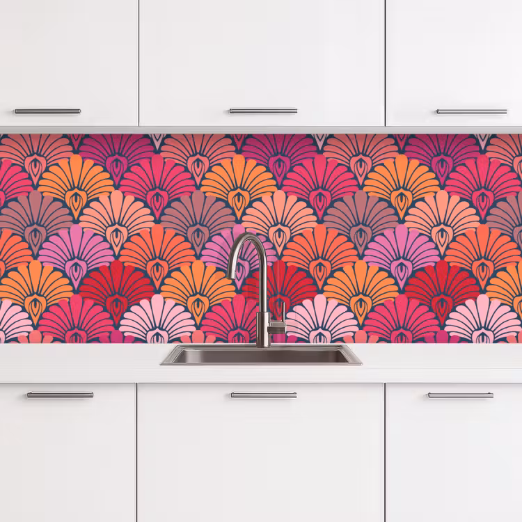 Kitchen splashback - Patterns - Art Deco - Pink - Flowers — 4