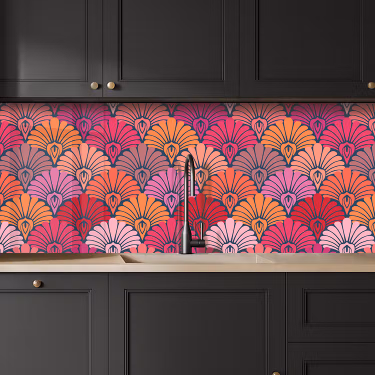 Kitchen splashback - Patterns - Art Deco - Pink - Flowers — 6