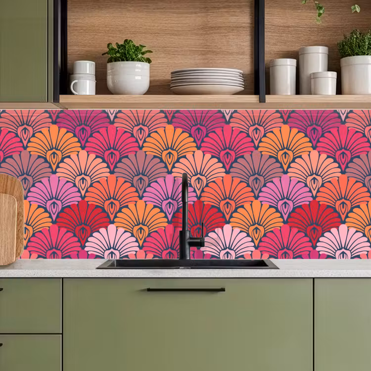 Kitchen splashback - Patterns - Art Deco - Pink - Flowers — 8