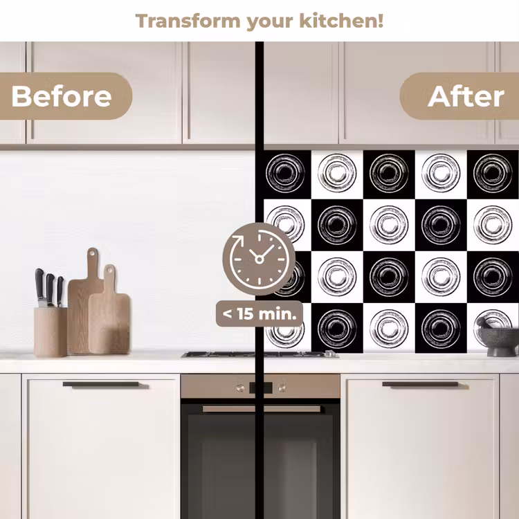 Kitchen splashback - Patterns - Chessboard - Black and White — 3