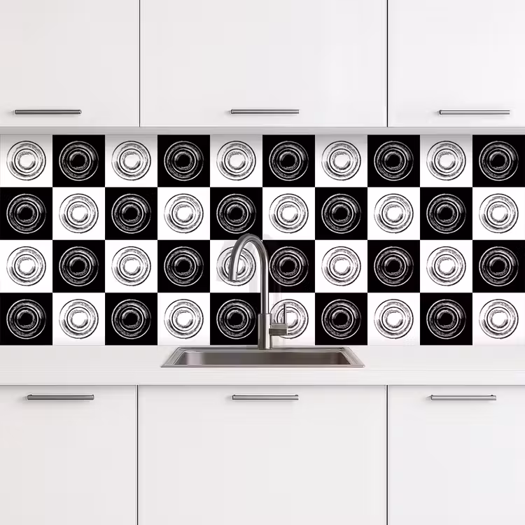 Kitchen splashback - Patterns - Chessboard - Black and White — 4