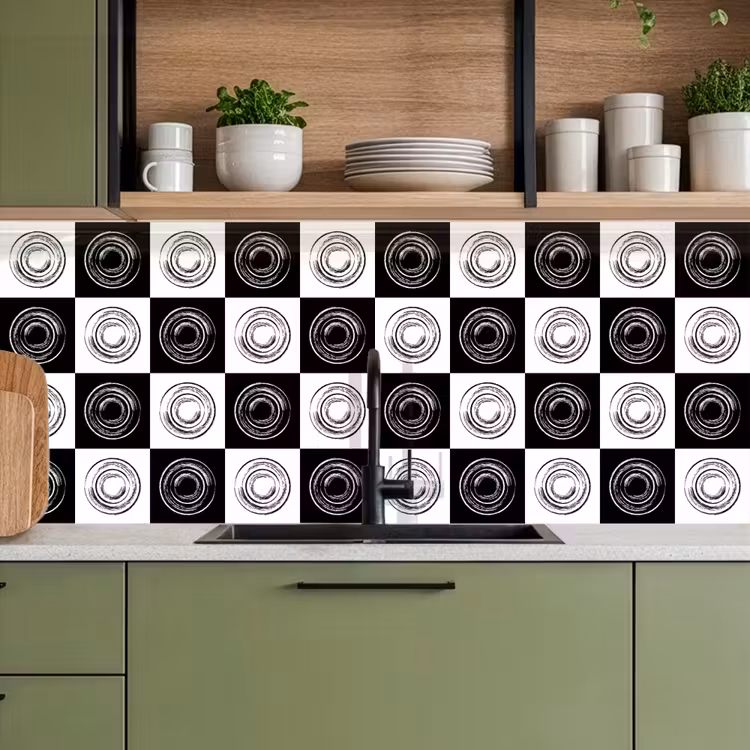 Kitchen splashback - Patterns - Chessboard - Black and White — 8