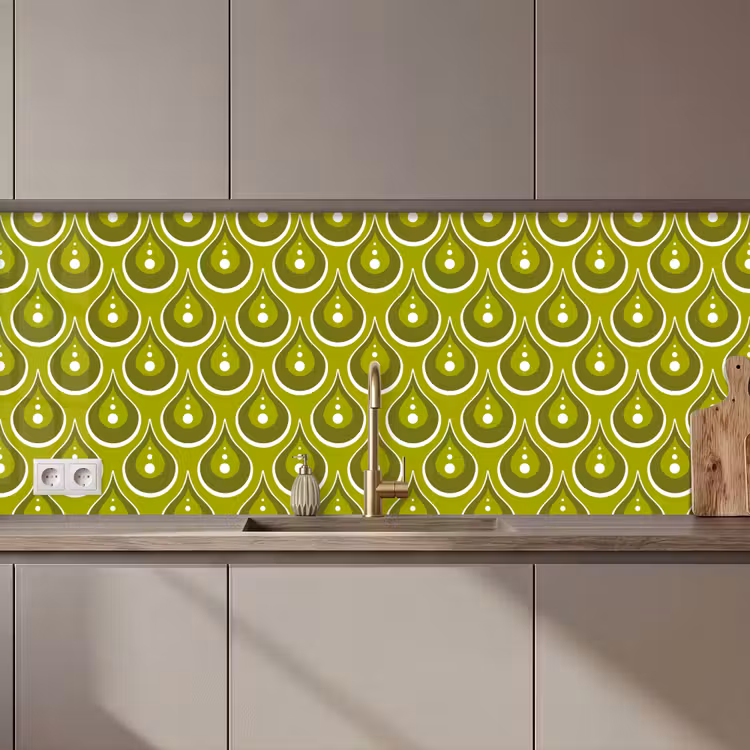 Kitchen splashback - Patterns - Retro - Rain - Drop - Green — 1