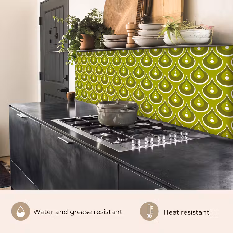 Kitchen splashback - Patterns - Retro - Rain - Drop - Green — 5