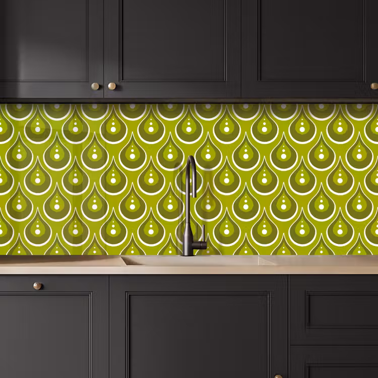 Kitchen splashback - Patterns - Retro - Rain - Drop - Green — 6