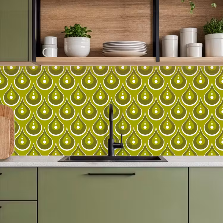 Kitchen splashback - Patterns - Retro - Rain - Drop - Green — 8