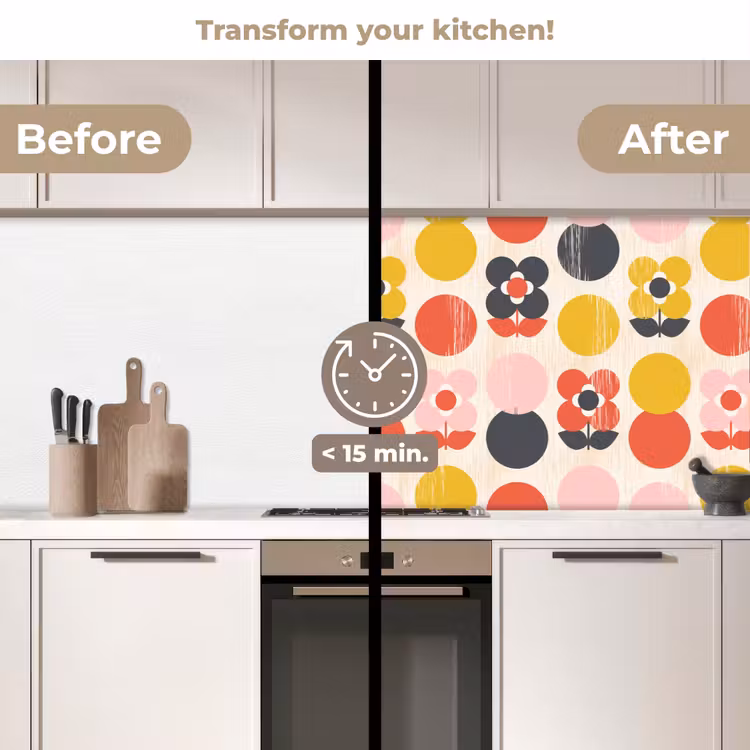Kitchen splashback - Retro - Design - Flowers - Pastel — 3