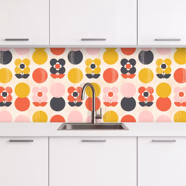 Kitchen splashback - Retro - Design - Flowers - Pastel — 4
