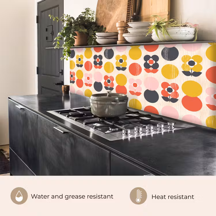 Kitchen splashback - Retro - Design - Flowers - Pastel — 5