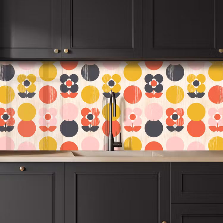 Kitchen splashback - Retro - Design - Flowers - Pastel — 6