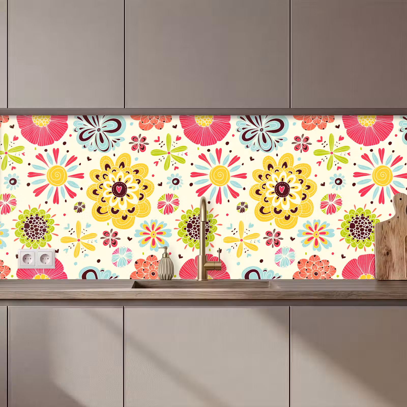 Kitchen splashback - Heart - Flowers - Patterns — 1