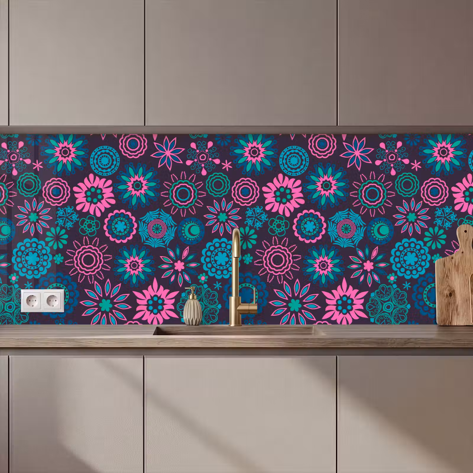 Kitchen splashback - Neon - Flowers - Patterns — 1