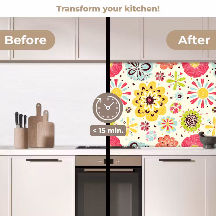 Kitchen splashback - Heart - Flowers - Patterns — 3