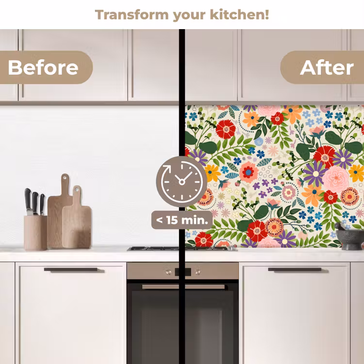 Kitchen splashback - Leaves - Flowers - Design — 3