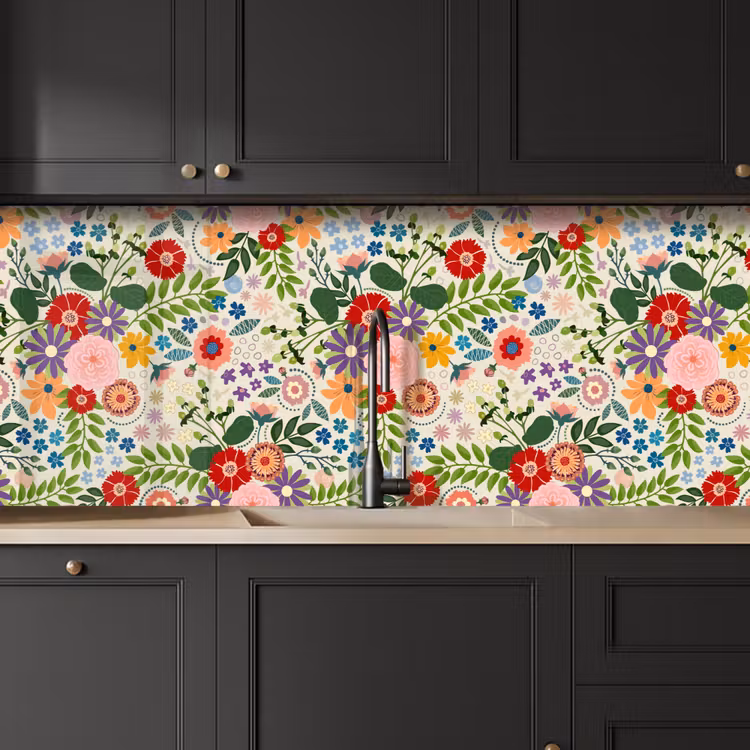 Kitchen splashback - Leaves - Flowers - Design — 6