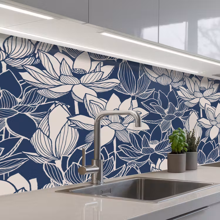 Kitchen splashback - Lotus - Blue - Patterns — 2