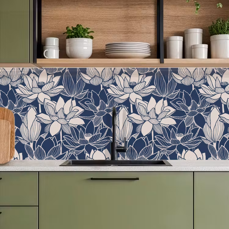 Kitchen splashback - Lotus - Blue - Patterns — 8