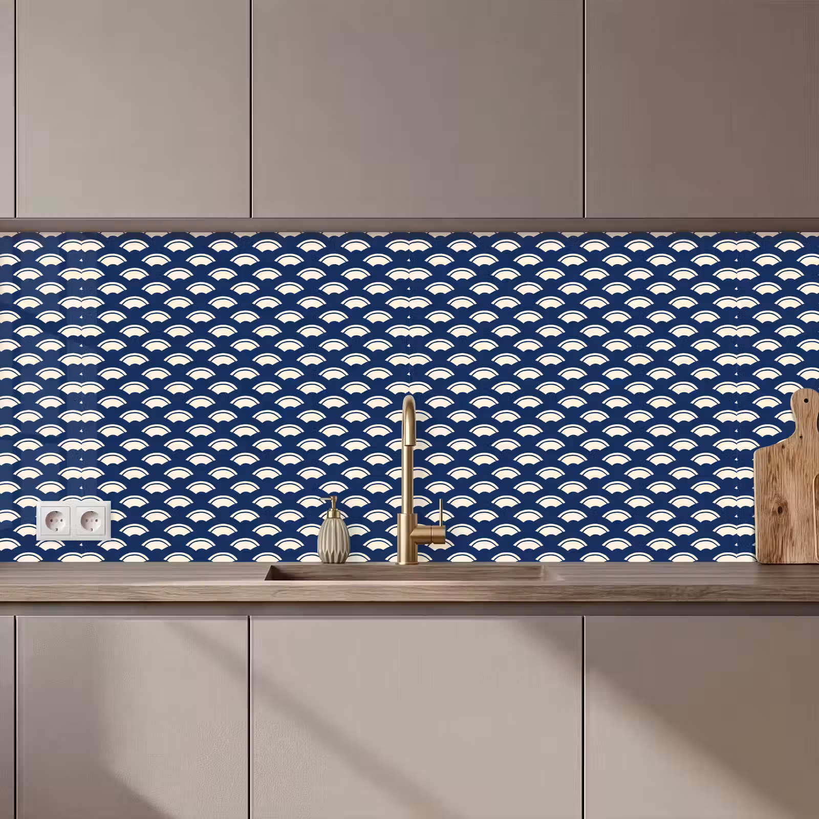 Kitchen splashback - Japanese - Blue - White - Patterns — 1