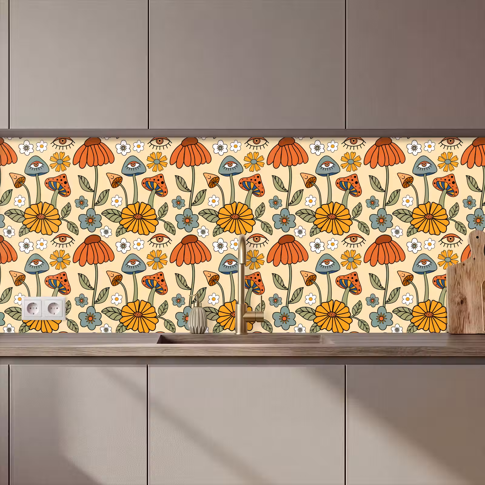 Kitchen splashback - Patterns - Vintage - Flowers - Eyes — 1