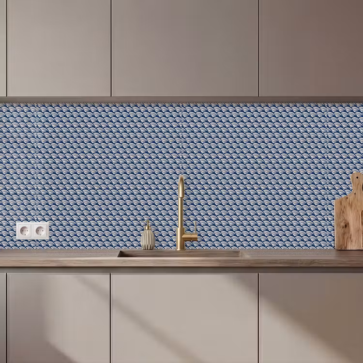 Kitchen splashback - Japan - Blue - White - Patterns — 1