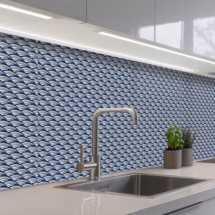Kitchen splashback - Japan - Blue - White - Patterns — 2