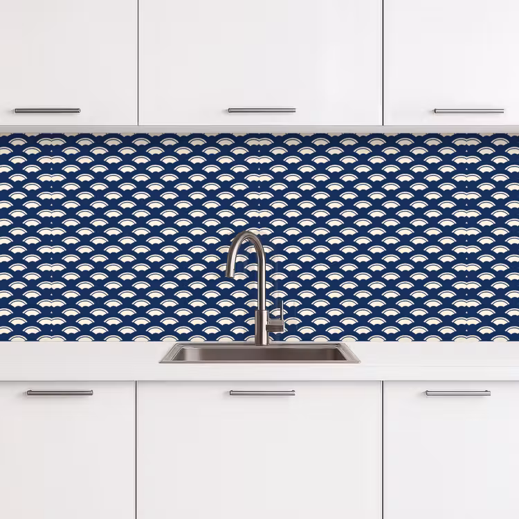 Kitchen splashback - Japanese - Blue - White - Patterns — 4