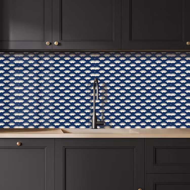 Kitchen splashback - Japanese - Blue - White - Patterns — 6