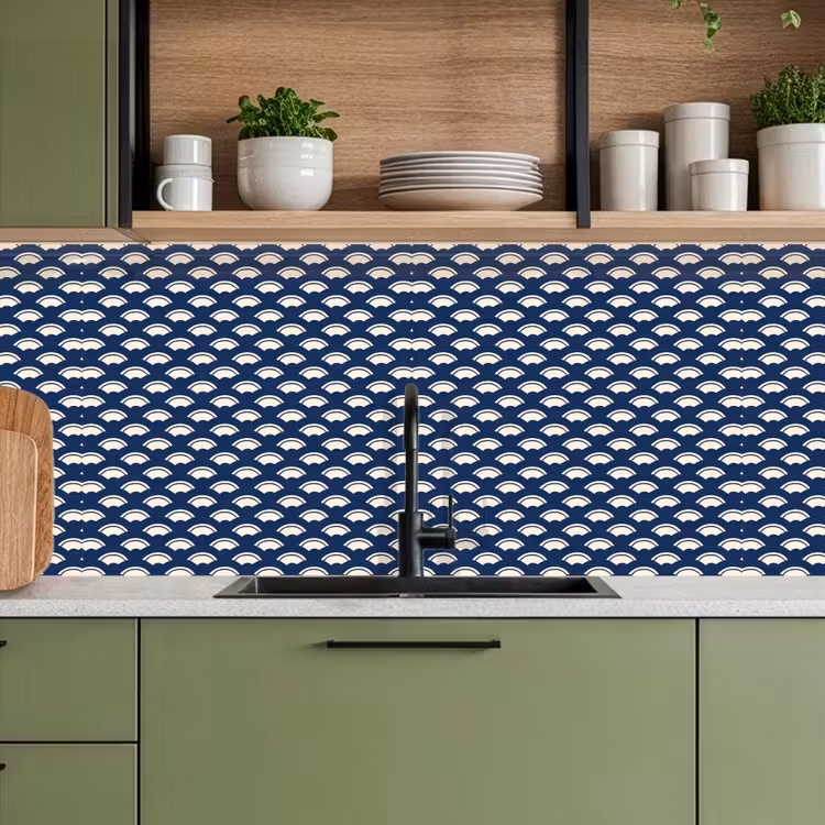 Kitchen splashback - Japanese - Blue - White - Patterns — 8