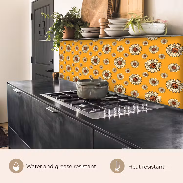 Kitchen splashback - Patterns - Vintage - Flowers - Yellow — 5