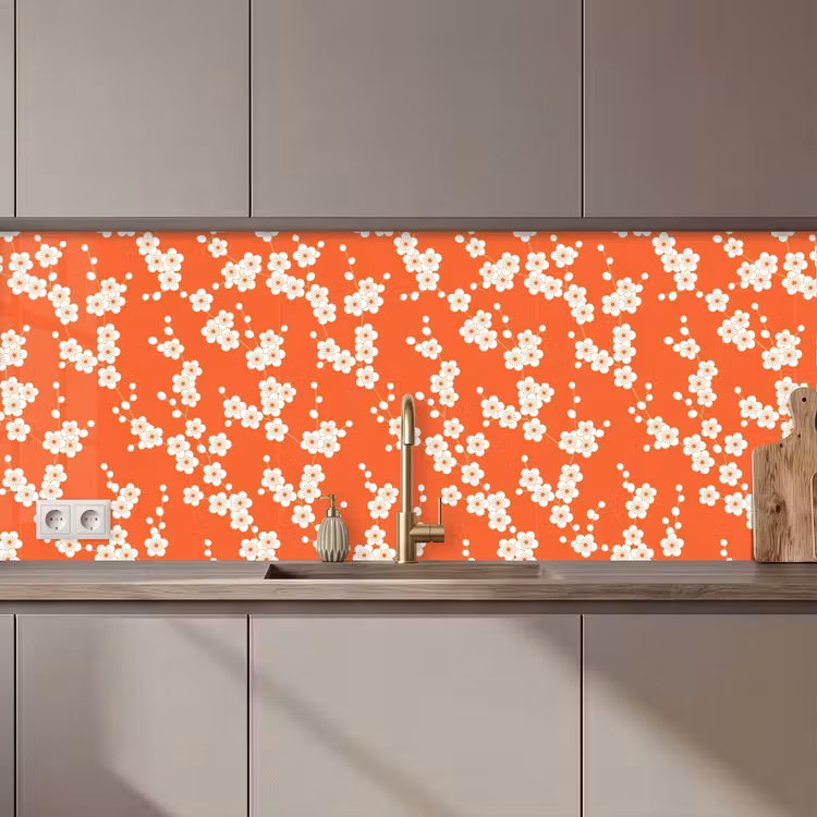 Kitchen splashback - Sakura - Flowers - Pattern - Japan — 1