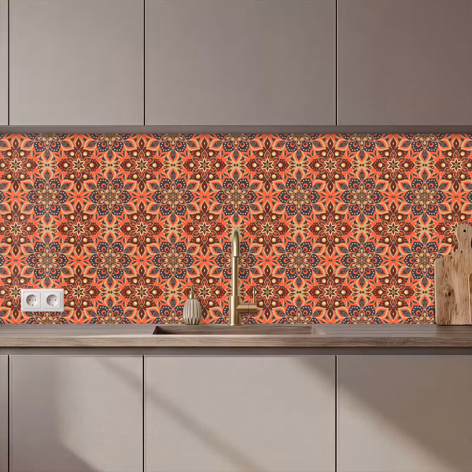 Kitchen splashback - Mandala - Flowers - Pattern - Retro — 1