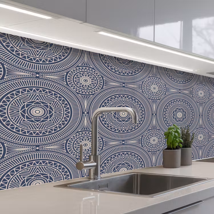 Kitchen splashback - Mandala - Blue - Pattern - Abstract — 2