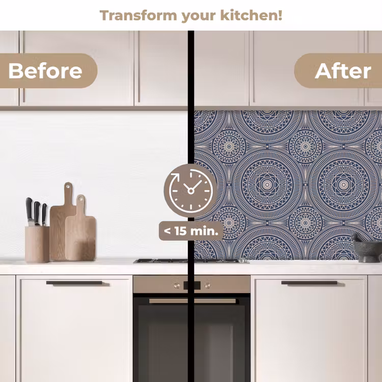 Kitchen splashback - Mandala - Blue - Pattern - Abstract — 3