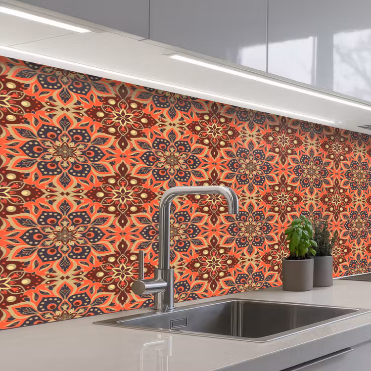 Kitchen splashback - Mandala - Flowers - Pattern - Retro — 2