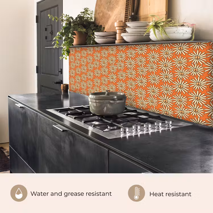 Kitchen splashback - Patterns - Vintage - Flower - Orange — 5