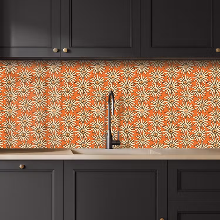 Kitchen splashback - Patterns - Vintage - Flower - Orange — 6
