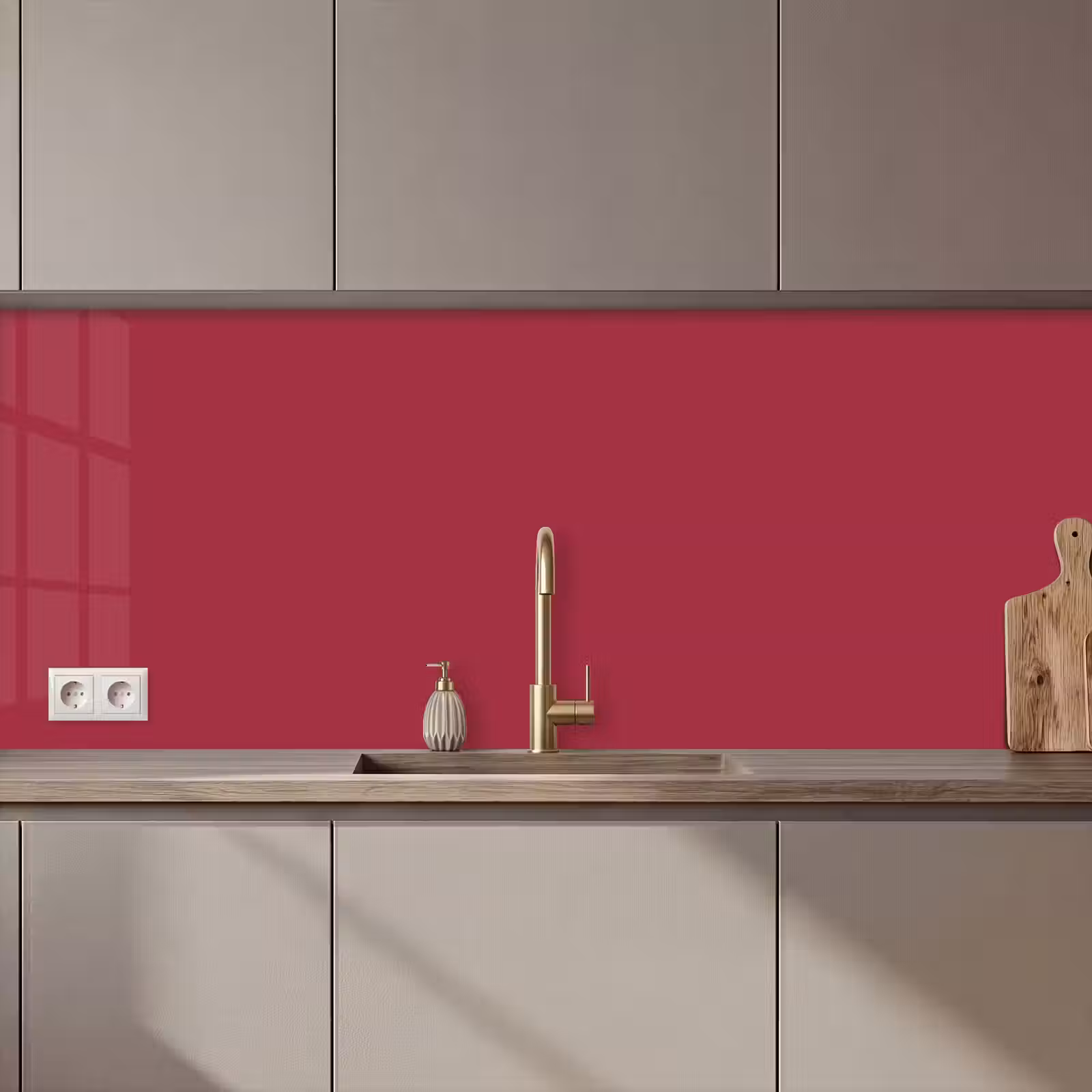 Kitchen splashback - Red - Solid color — 1