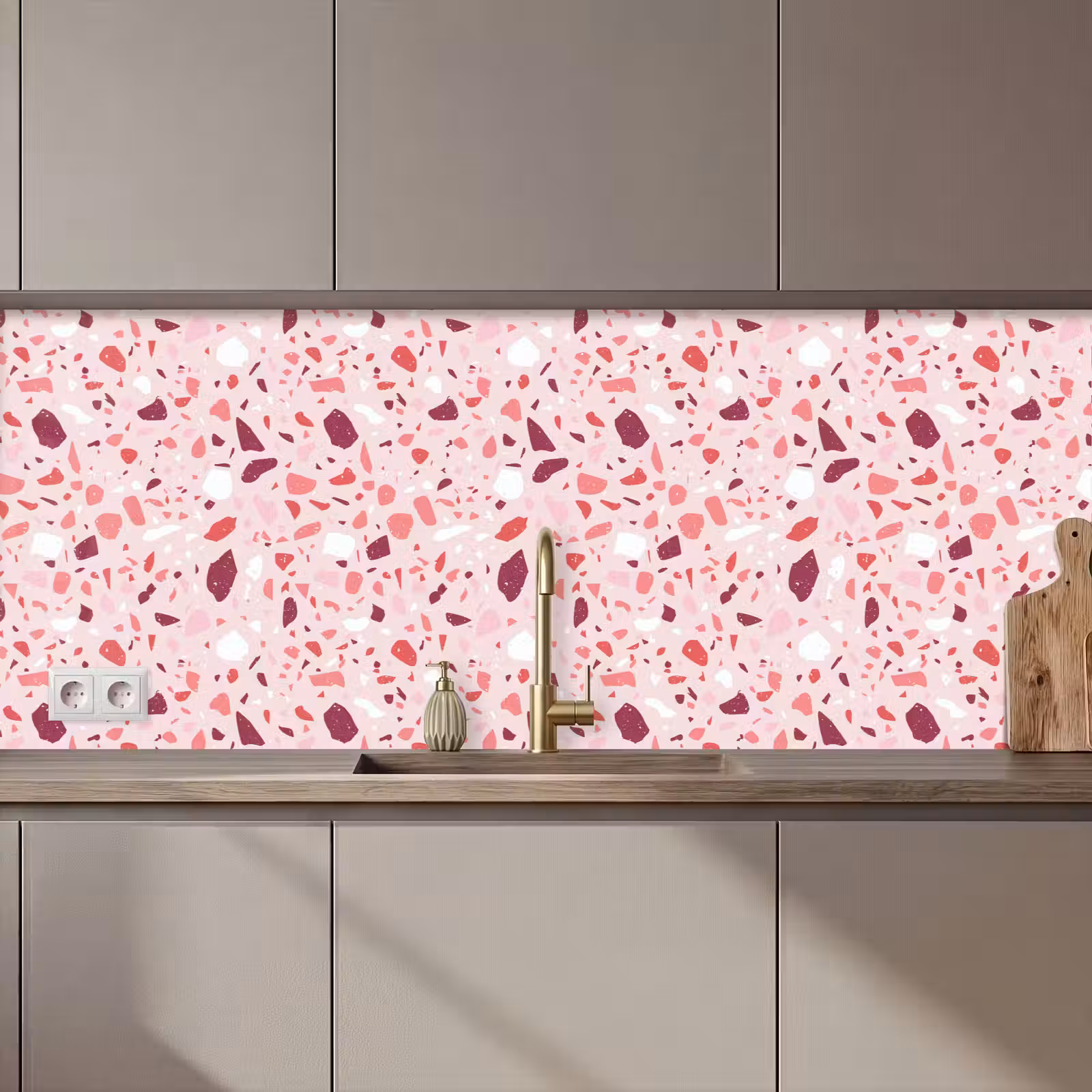 Kitchen splashback - Terrazzo - Pattern - Pink — 1