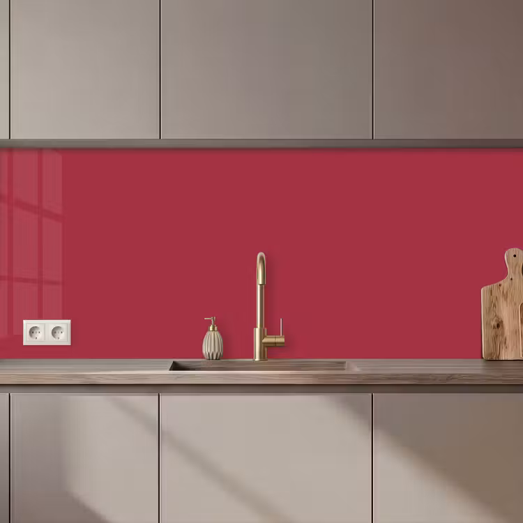 Kitchen splashback - Red - Solid color — 1