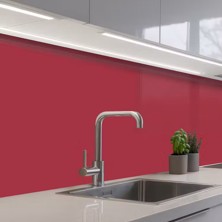 Kitchen splashback - Red - Solid color — 2