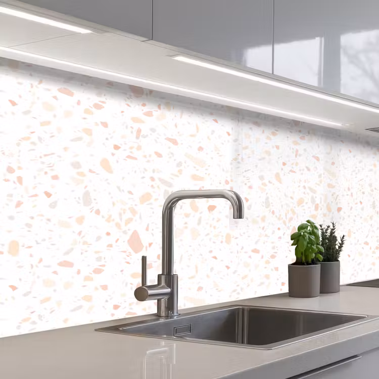 Kitchen splashback - Terrazzo - Pattern - White - Peach — 2