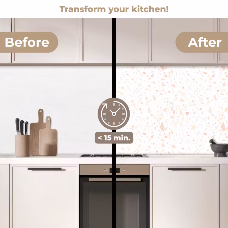 Kitchen splashback - Terrazzo - Pattern - White - Peach — 3