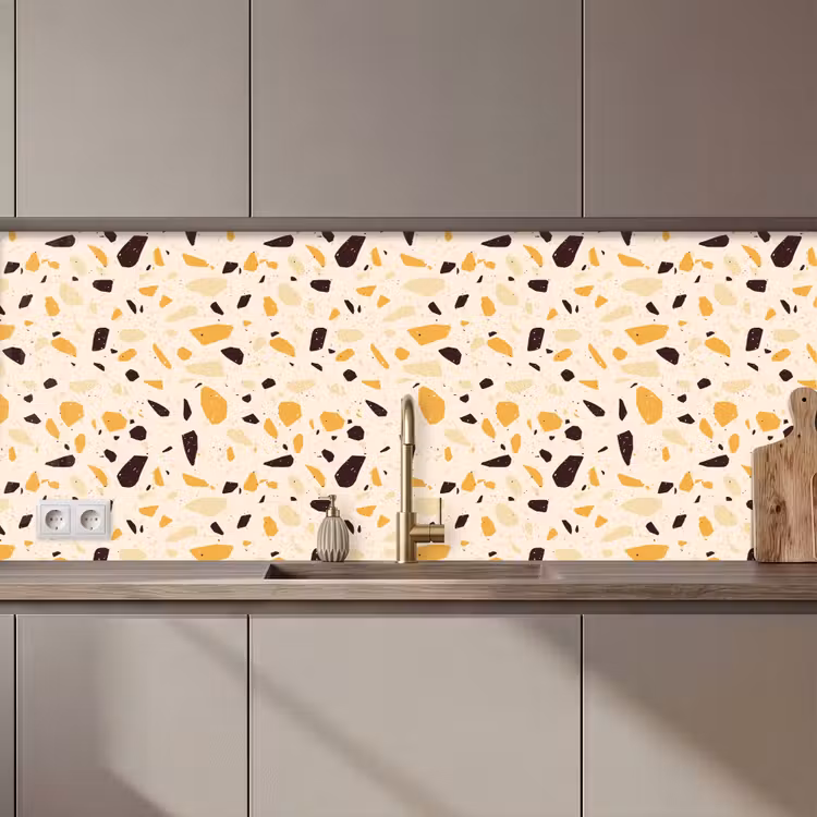 Kitchen splashback - Terrazzo - Pattern - Yellow -. — 1