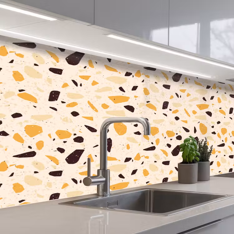 Kitchen splashback - Terrazzo - Pattern - Yellow -. — 2