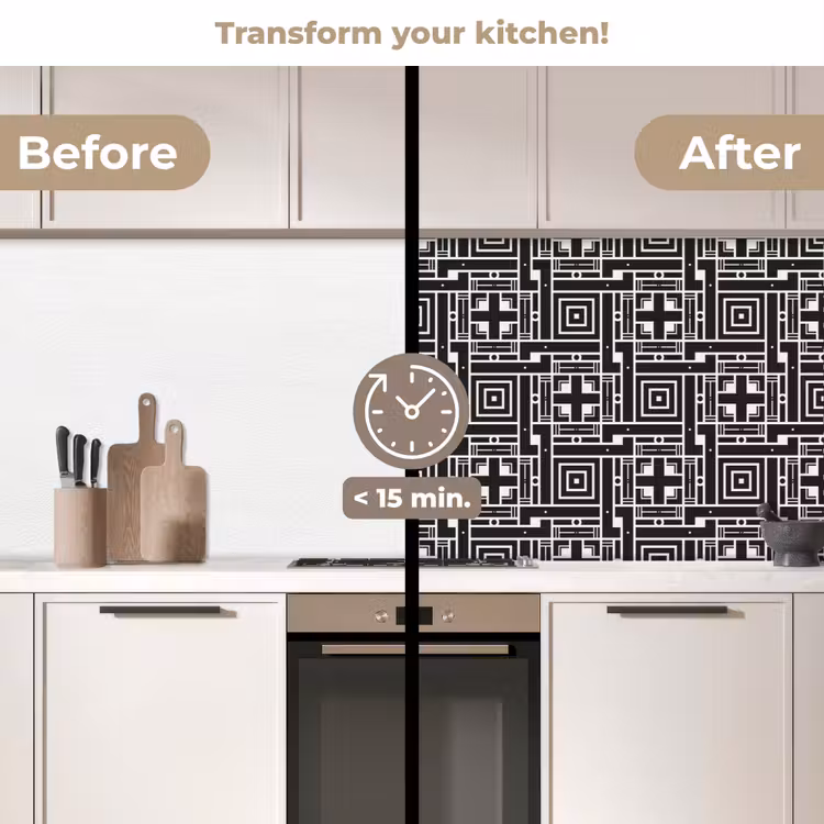 Kitchen splashback - Geometry - Pattern - Black — 3