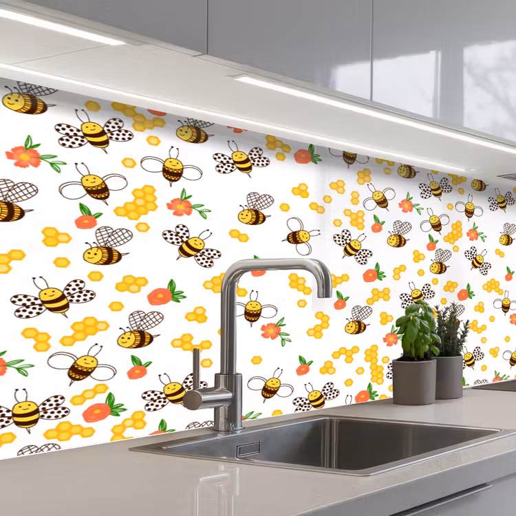 Kitchen splashback - Honey - Bee - Flowers - Patterns - Spring — 2