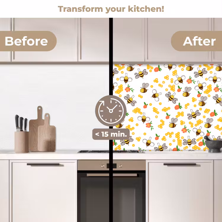 Kitchen splashback - Honey - Bee - Flowers - Patterns - Spring — 3