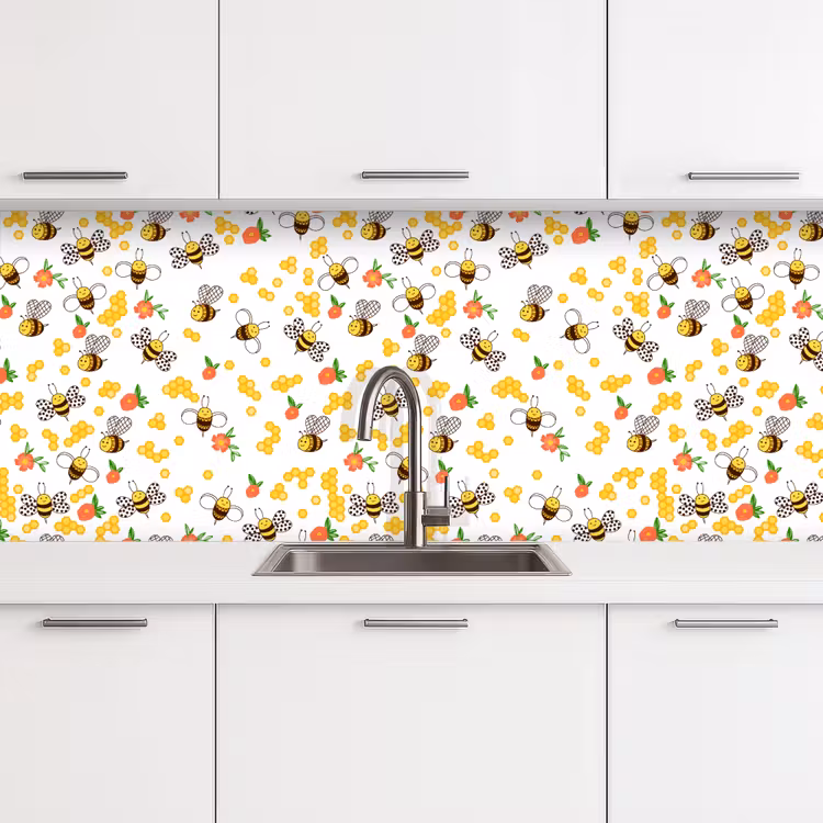 Kitchen splashback - Honey - Bee - Flowers - Patterns - Spring — 4