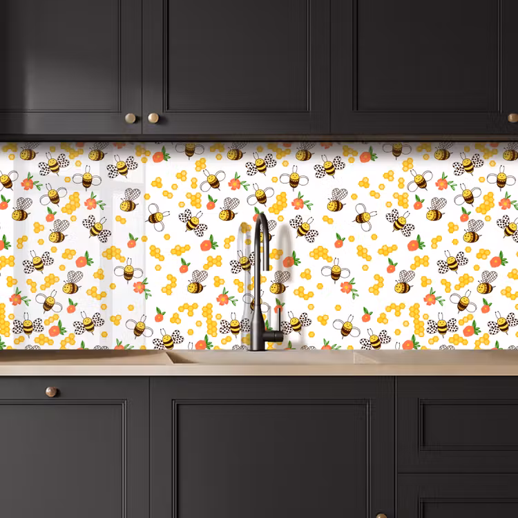 Kitchen splashback - Honey - Bee - Flowers - Patterns - Spring — 6